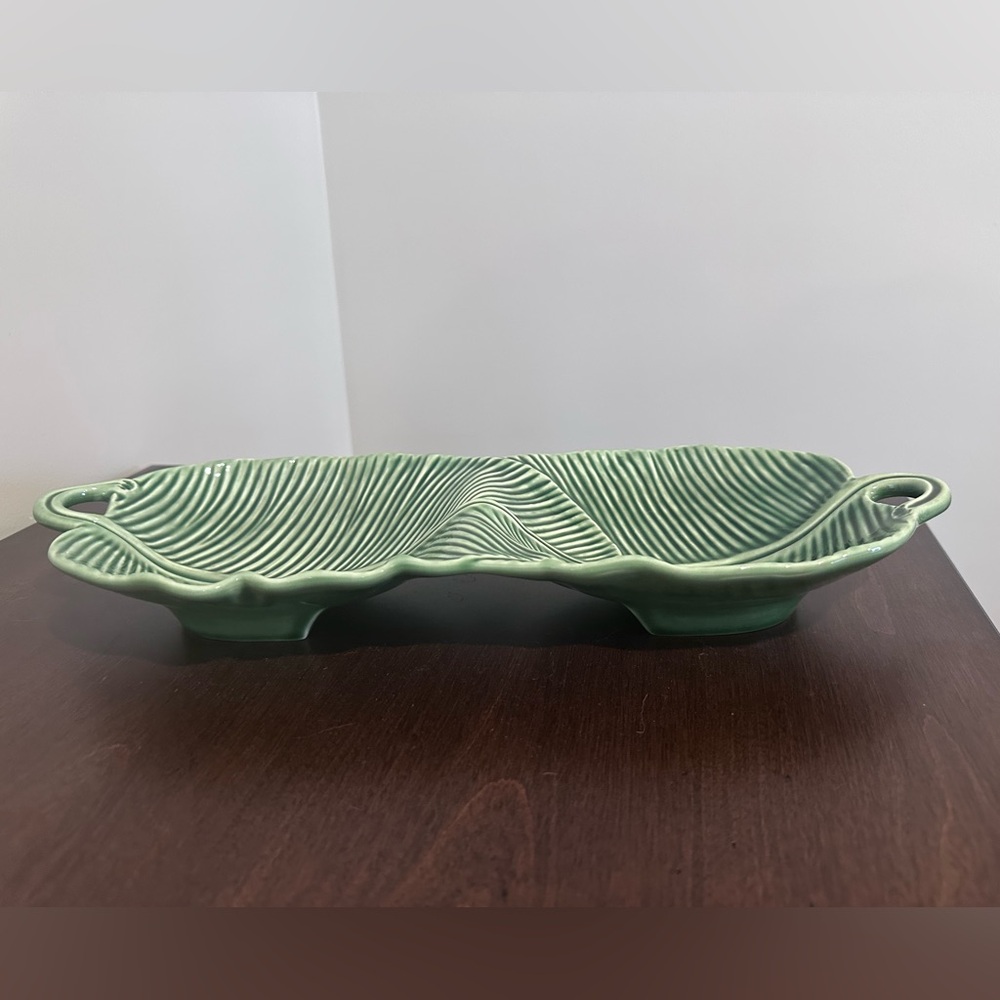 Williams Sonoma Banana Leaf Double Serve RARE Tray Dip NWT Bordallo Pinheiro